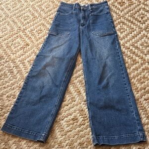 Wide-Leg High-Rise Women's Jeans in Dark Blue